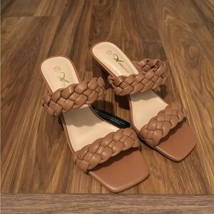 Women's Brown Braided Heels